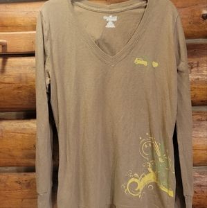 Carhart SzMed tan t shirt with designs